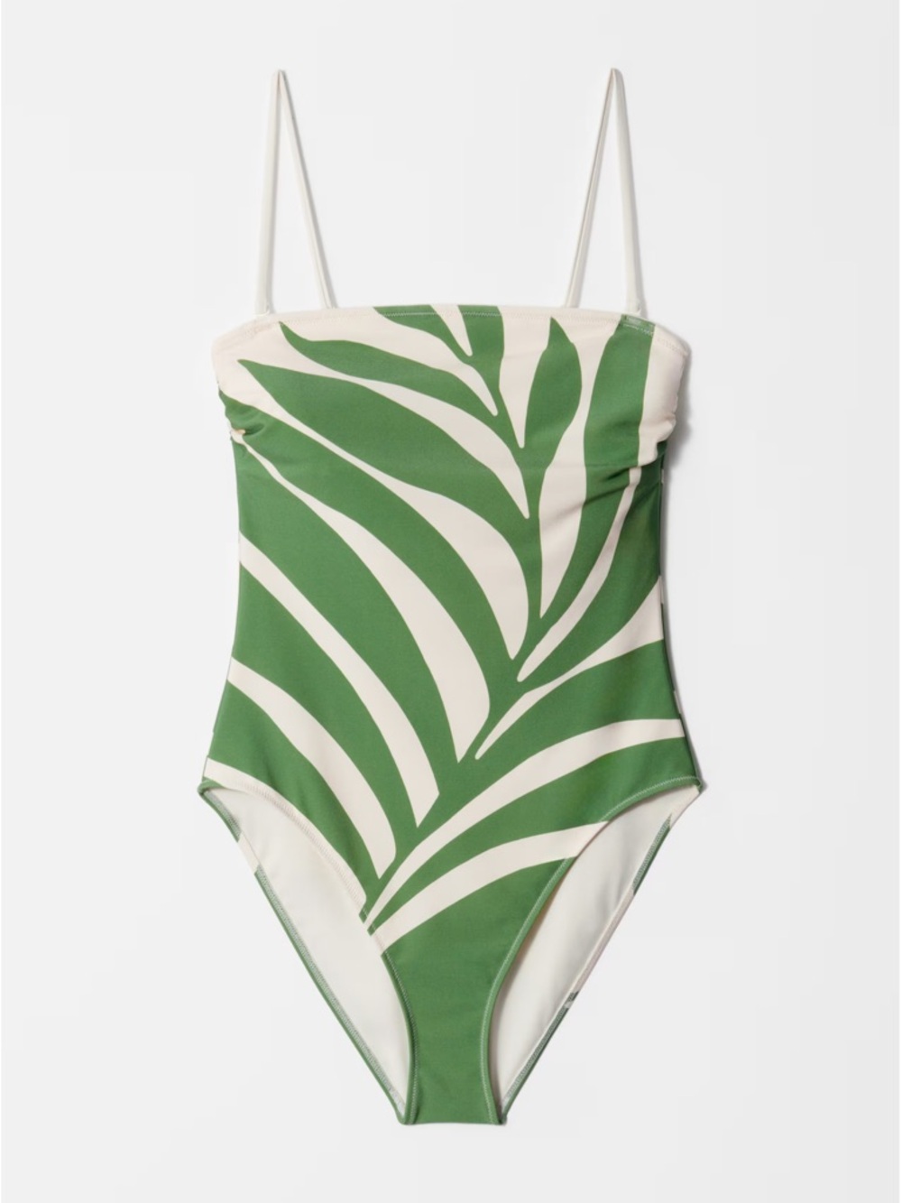 NWT & Other Stories Sz 12 Womens Green Leaf Strapless One-Piece Swimsuit Ret $98 - Picture 2 of 15